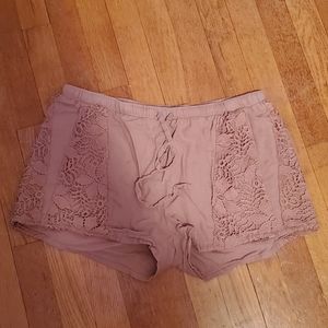 Pink floral lace shorts